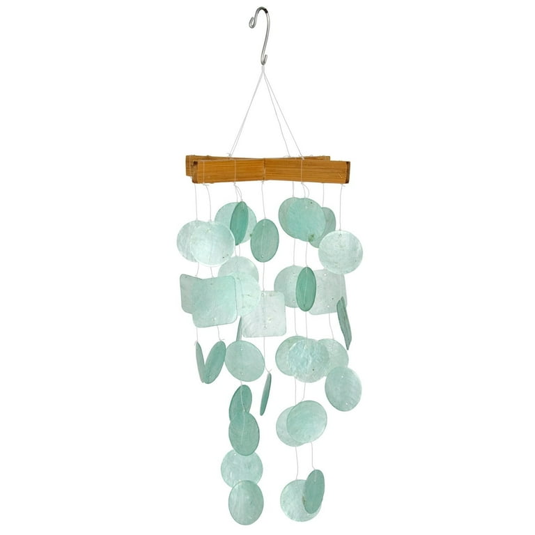 Woodstock Windchimes Mini Capiz Chime Aqua, Wind Chimes For