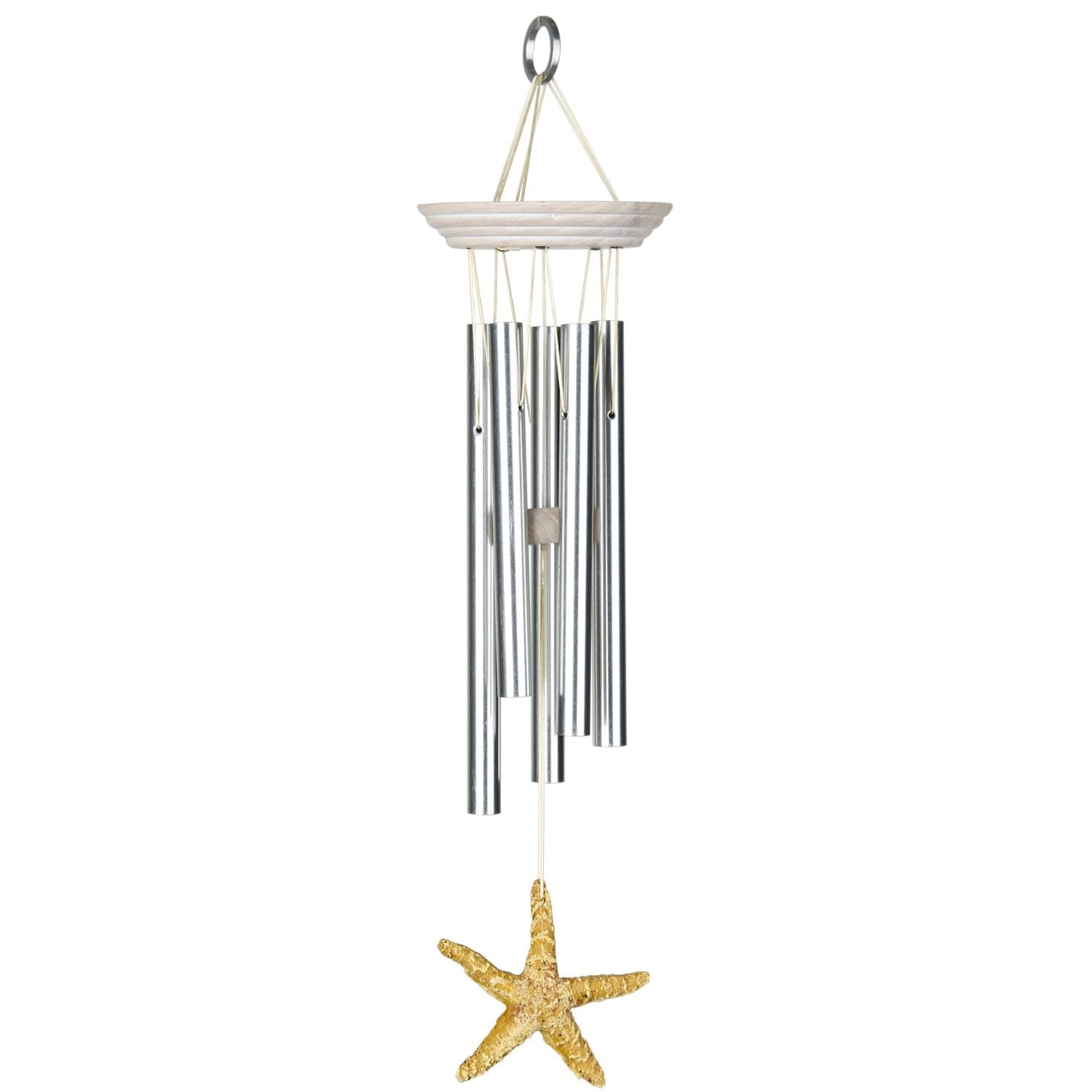 Silver and Gold Seashore Starfish Wind Chime, 14"