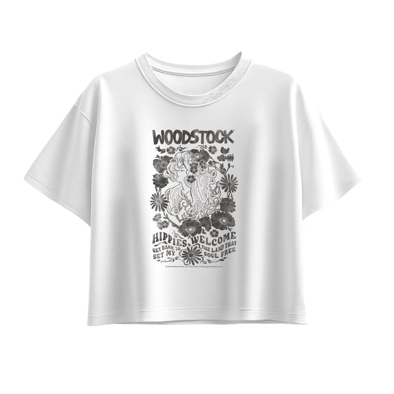 Woodstock - Woodstock Hippie Girls' Short Sleeve Boxy Graphic T-Shirt