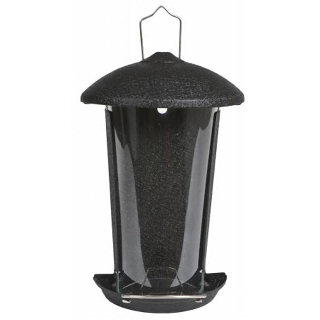 Black Plastic and Wood Wall Mount Bird Feeder with Tray