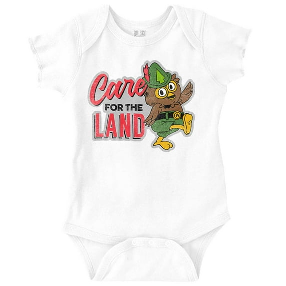 Woodsy Owl Care for the Land Retro Romper Boys or Girls Infant Baby Brisco Brands 12M
