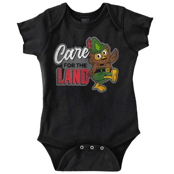 Woodsy Owl Care for the Land Retro Romper Boys or Girls Infant Baby Brisco Brands NB