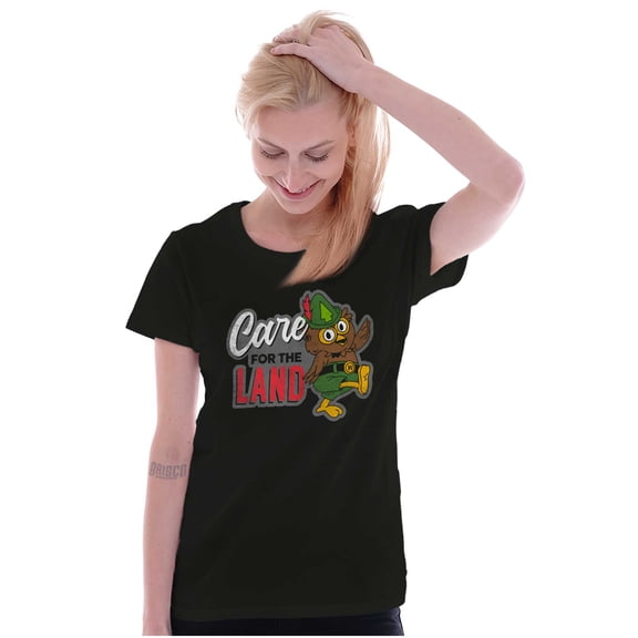 Woodsy Owl Care for the Land Retro Women's T Shirt Ladies Tee Brisco Brands X