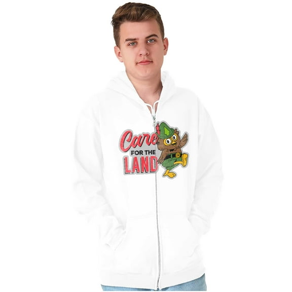 Woodsy Owl Care for the Land Retro Zip Up Hoodie Men's Women's Brisco Brands L