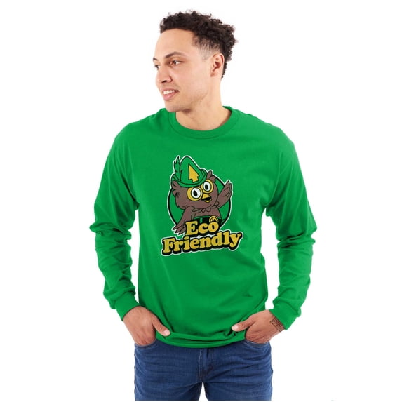 Woodsy Owl Eco Friendly Cute Forest Long Sleeve TShirt Men Women Brisco Brands L