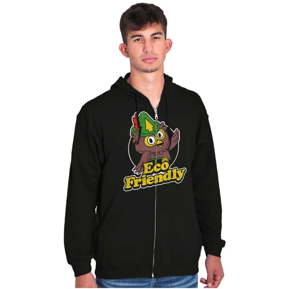 Woodsy Owl Eco Friendly Cute Forest Zip Up Hoodie Men's Women's Brisco Brands M