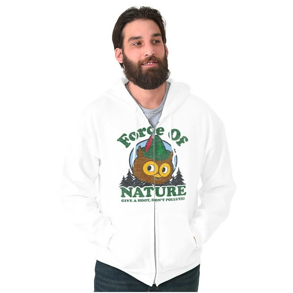 Woodsy Owl Give a Hoot About Nature Zip Up Hoodie Men's Women's Brisco Brands M