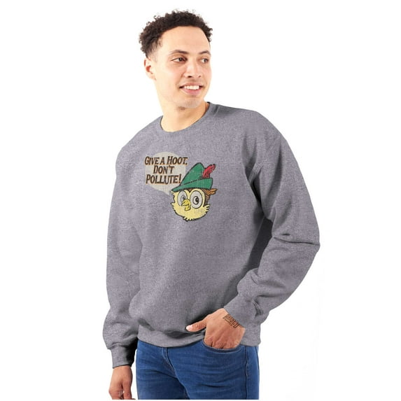Woodsy Owl Give a Hoot Cartoon Sweatshirt for Men or Women Brisco Brands M