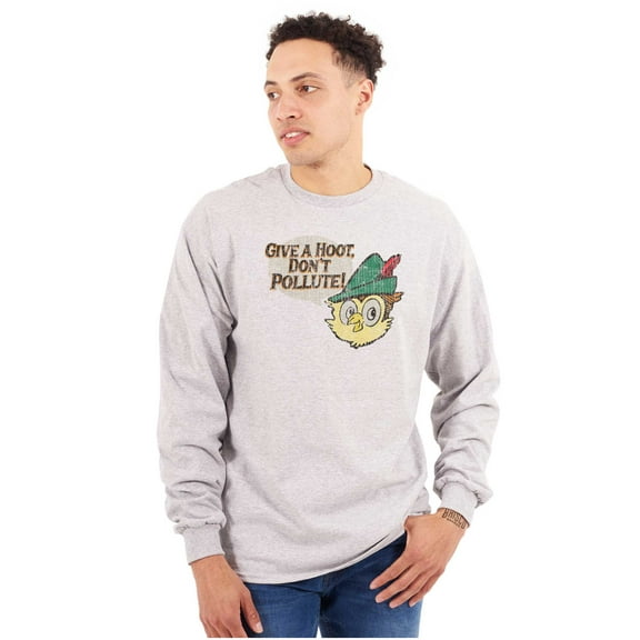 Woodsy Owl Give a Hoot Cartoon Unisex Plus Size Long Sleeve Tee Shirt Brisco Brands 3X