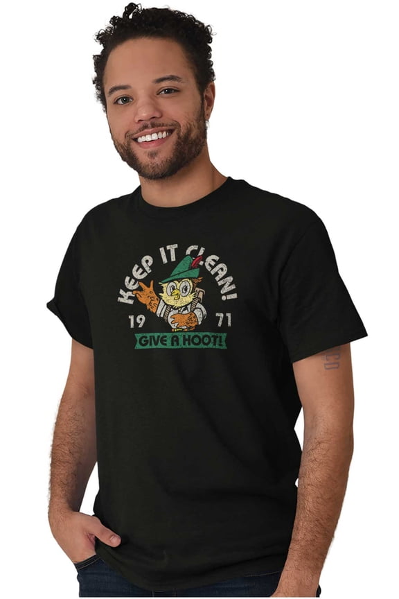 Woodsy Owl Keep it Clean Give a Hoot Men's Graphic T Shirt Tees Brisco Brands S