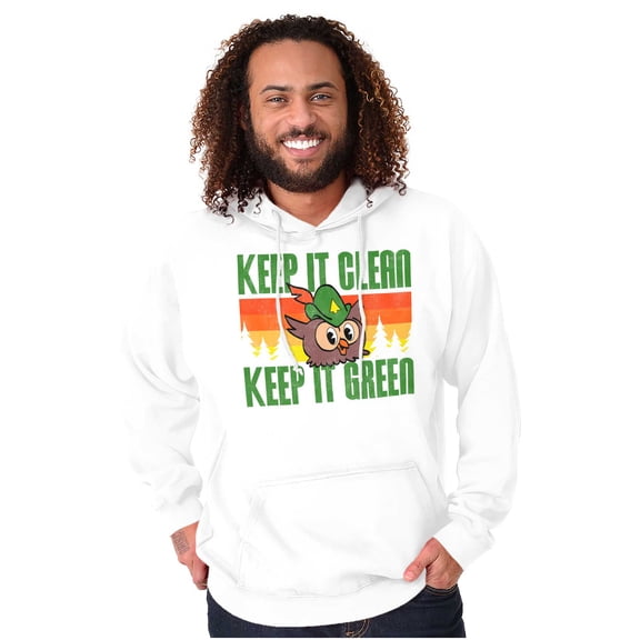Woodsy Owl Keep it Clean and Green Hoodie Sweatshirt Women Men Brisco Brands L