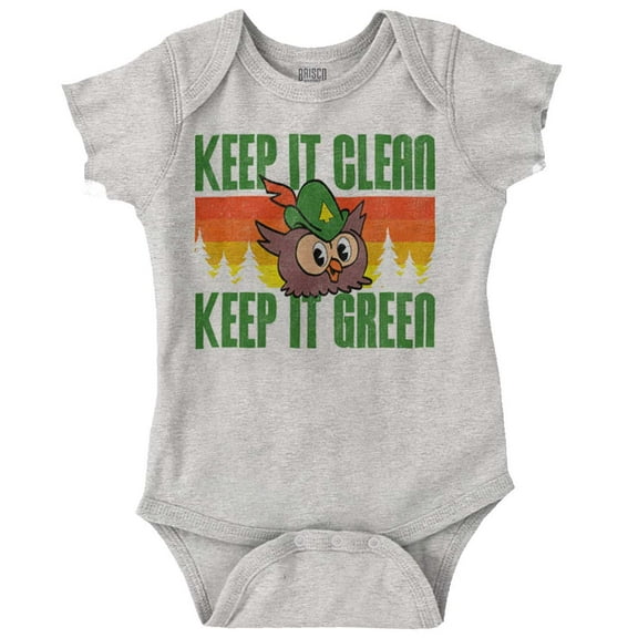 Woodsy Owl Keep it Clean and Green Romper Boys or Girls Infant Baby Brisco Brands 24M