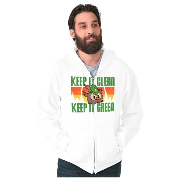 Woodsy Owl Keep it Clean and Green Unisex Plus Size Zip Hoodie Brisco Brands 5X