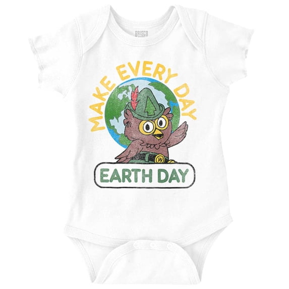 Woodsy Owl Make Everyday Earth Day Romper Boys or Girls Infant Baby Brisco Brands 24M