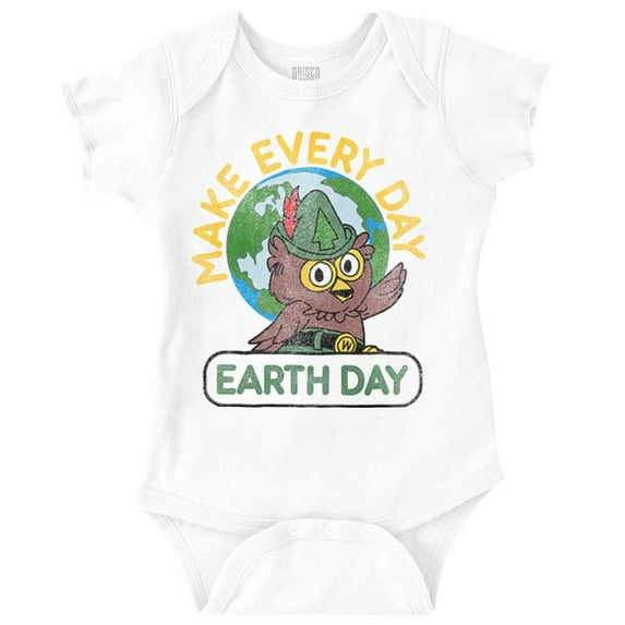 Woodsy Owl Make Everyday Earth Day Romper Boys or Girls Infant Baby Brisco Brands NB