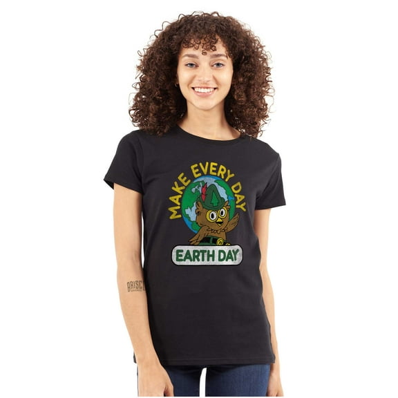 Woodsy Owl Make Everyday Earth Day Women's T Shirt Ladies Tee Brisco Brands S