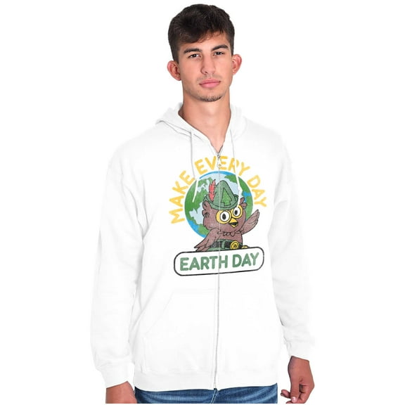 Woodsy Owl Make Everyday Earth Day Zip Up Hoodie Men's Women's Brisco Brands L