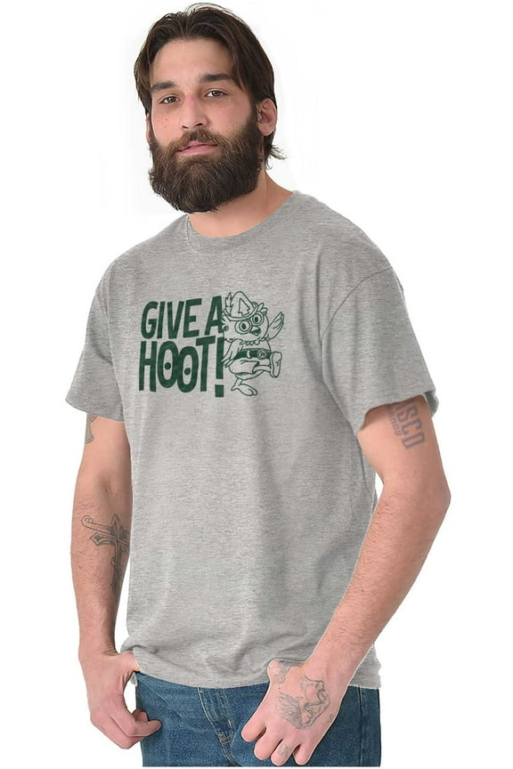 Woodsy Owl Slogan Give a Hoot Men's Graphic T Shirt Tees Brisco Brands S