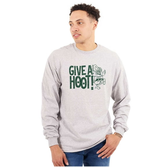 Woodsy Owl Slogan Give a Hoot Unisex Plus Size Long Sleeve Tee Shirt Brisco Brands 3X
