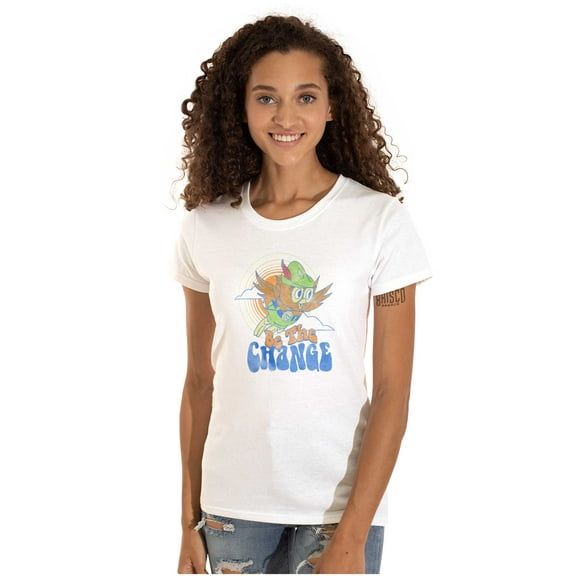 Woodsy Owl Vintage Be The Change Women's T Shirt Ladies Tee Brisco Brands M