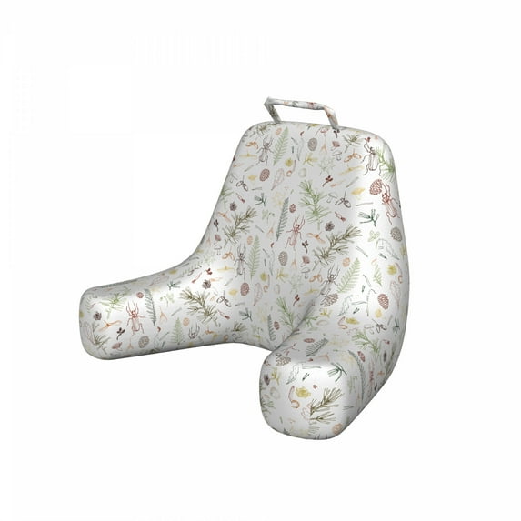 Woodsy Reading Pillow Cover, Hand Drawn Sketches of Various Items, Unstuffed Printed Bed Rest Case from Soft Fabric, XL Size, White Multicolor, by Ambesonne
