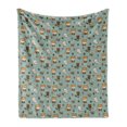 thumbnail image 1 of Woodsy Soft Flannel Fleece Throw Blanket, Friendly Woodland Creatures Mushrooms and Plants in Cartoon Style, Cozy Plush for Indoor and Outdoor Use, 60" x 80", Multicolor, by Ambesonne, 1 of 5