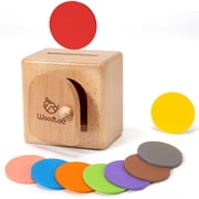 Woodtoe Montessori Coin Box for Toddlers, Montessori Toys for Babies 18+ Months, Natural Wood Object Permanence Toy for Baby, Toddler Educational Fine Motor Skills Toys for Boys Girls
