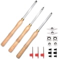 thumbnail image 1 of Woodturning Carbide Lathe Tools, 17” Full Size Wood Turning Tool Set of 3 Rougher Detailer Finisher, Includes Replacement Cutter Inserts, 1 of 6