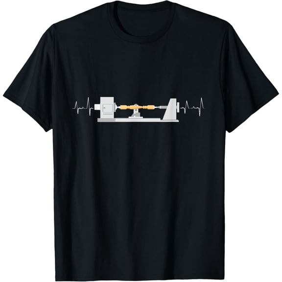 Woodturning Heartbeat Carpenter Woodworker Woodturner T-ShirtMen and women, Black T-shirt, size: Extra large