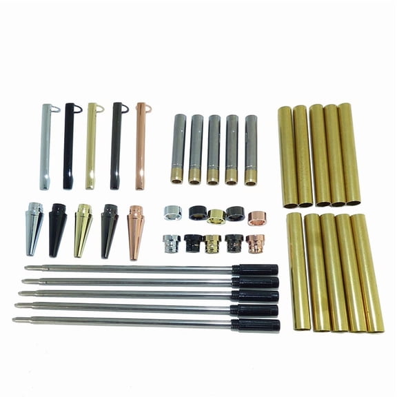 Woodturning Slimline Pen Kit Set of 5 Mixed Colours, with Twist Mechanism