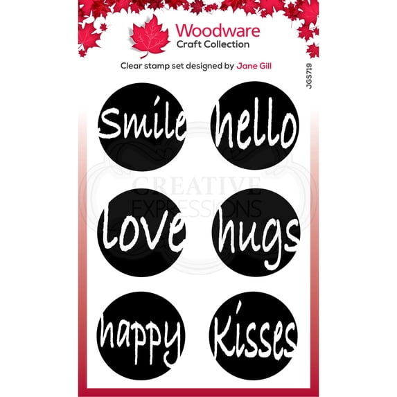 Woodware Craft Collection Woodware Clear Singles Circle Words 4 in x 6 in Stamp