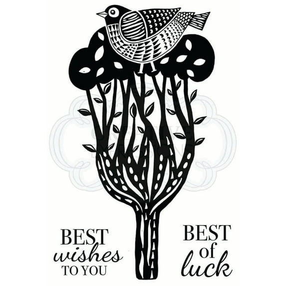 Woodware Craft Collection Woodware Clear Singles Lino Cut - Perching Bird 4 in x 6 in Stamp