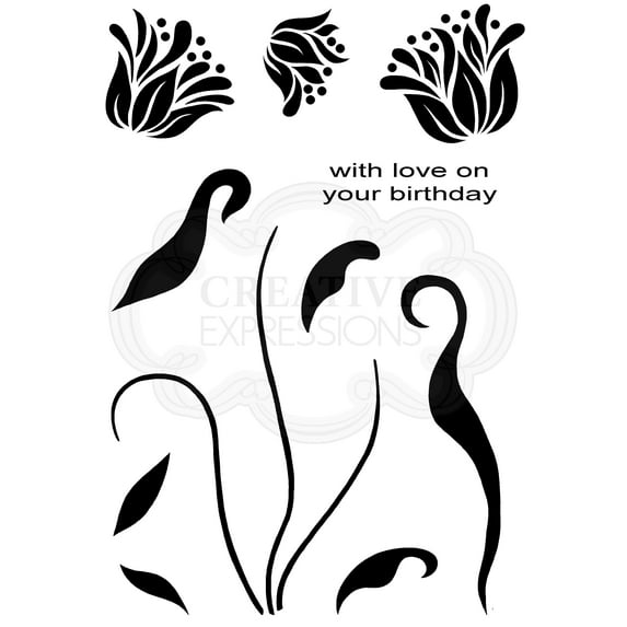 Woodware Craft Collection Woodware Clear Singles Tulip Set 4 in x 6 in Stamp