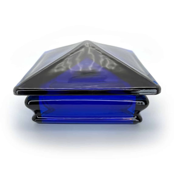 Woodway Pyramid Glass Post Cap, Cobalt Blue, Fits 4x4 Posts, Single Piece