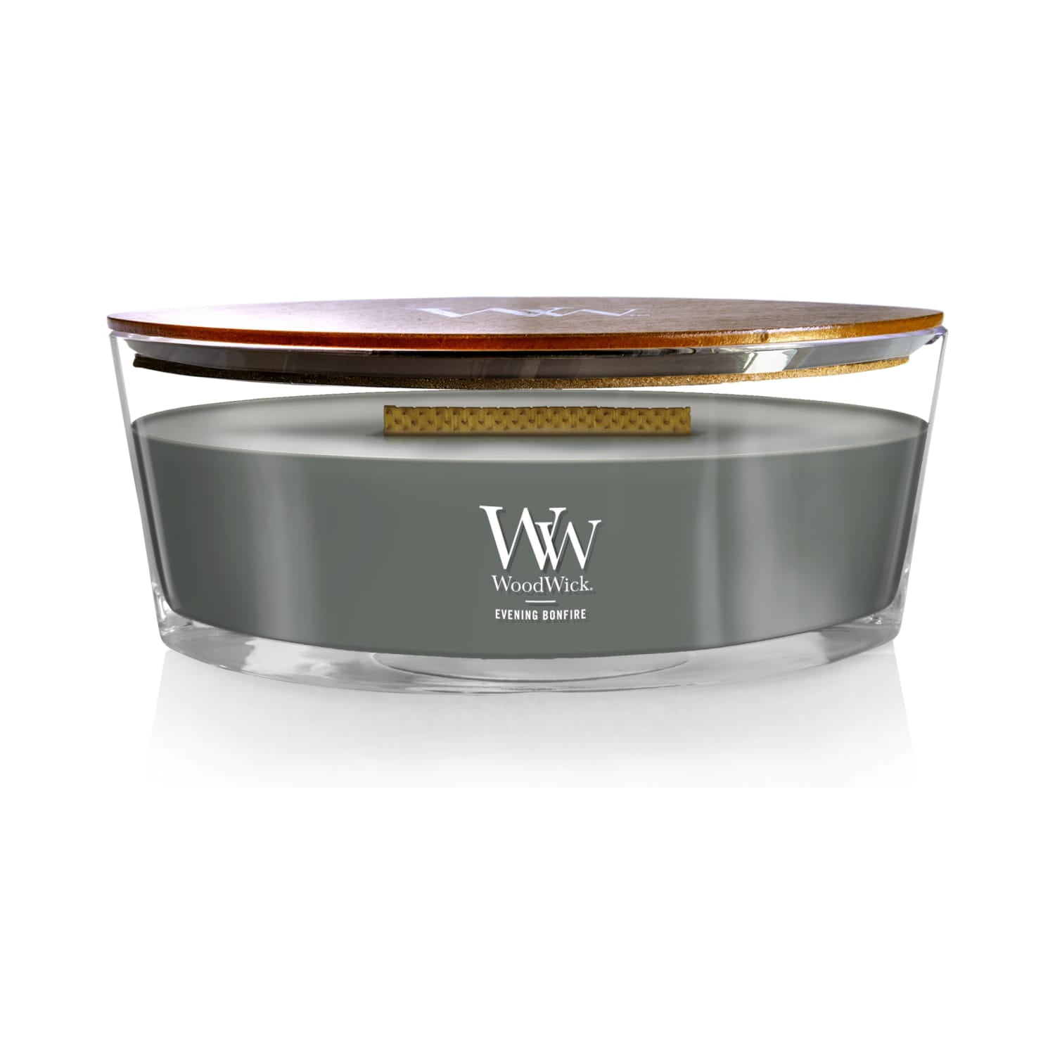 WoodWick Evening Bonfire Scented Ellipse Candle, Crackles as it Burns, Up to 50 hrs Burn time, Great for Gifting, 16oz