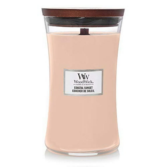 Woodwick Hourglass Scented Candle with Pluswick Innovation, Paraffin, Coastal Sunset, Large