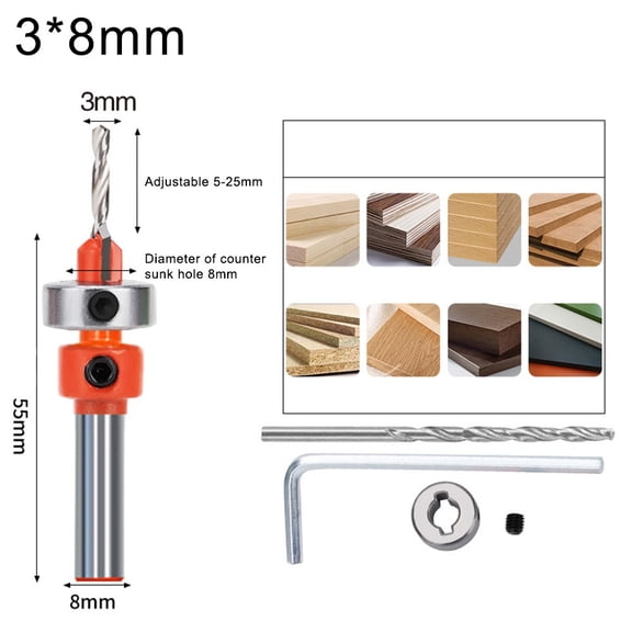 Woodwork Countersink Drill Bit Adjustable Opener Milling Cutter And Limiter Designed For Wood Work Drilling And Counterbore