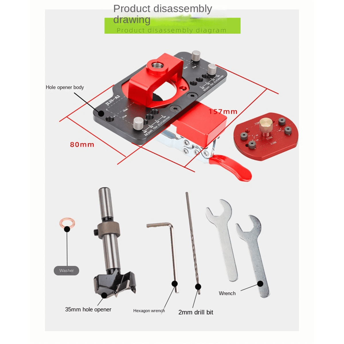 Woodworking 35MM Hinge Hole Opener Cabinet Door Aircraft Positioner ...