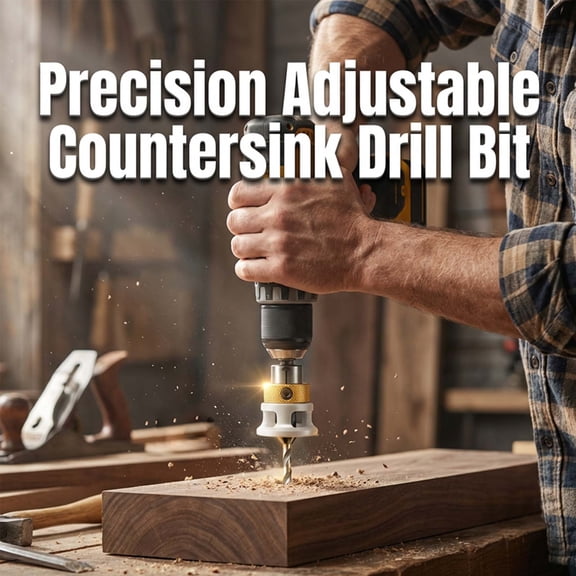 Woodworking 4-Blade Countersunk Drill Bit Set, High-Speed Steel Alloy Head Rust-Proof Adjustable Depth Step Drill for Hidden Screw Cone Hole Drilling Woodworking DIY Furniture Projects, B