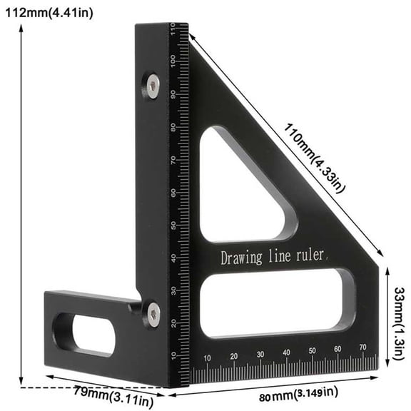 Woodworking 45° 90° Angle Ruler, Aluminum Alloy Marking Gauge With Clear Scale, For Woodworkers Carpenters Diy Enthusiasts