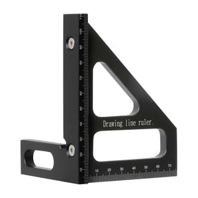 Woodworking 45° and 90° Angle Ruler - Aluminum Alloy Black Measuring Tool with Clear Scales for Woodworking, Carpentry, DIY Projects
