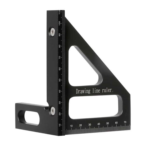 Woodworking 45° and 90° Angle Ruler - Aluminum Alloy Black Measuring Tool with Clear Scales for Woodworking, Carpentry, DIY Projects