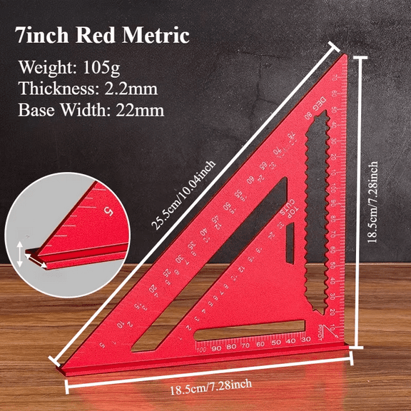 Woodworking Aluminum Alloy Triangle Gauges Measuring Gauging Tools High Precision Marker Angle Ruler Metric and Imperial