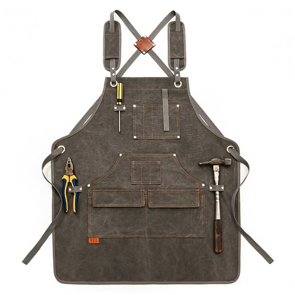 Woodworking Apron, Heavy Duty Canvas Working Tool Apron with Pockets, Adjustable Strap Aprons for Women, Men