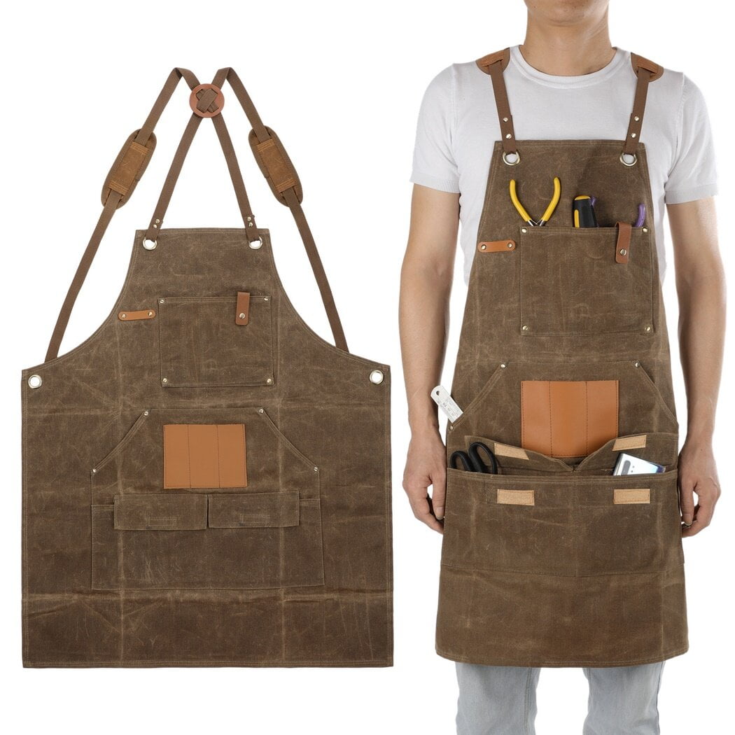 Woodworking Apron for Men, Work Apron with Multiple Tool Pockets