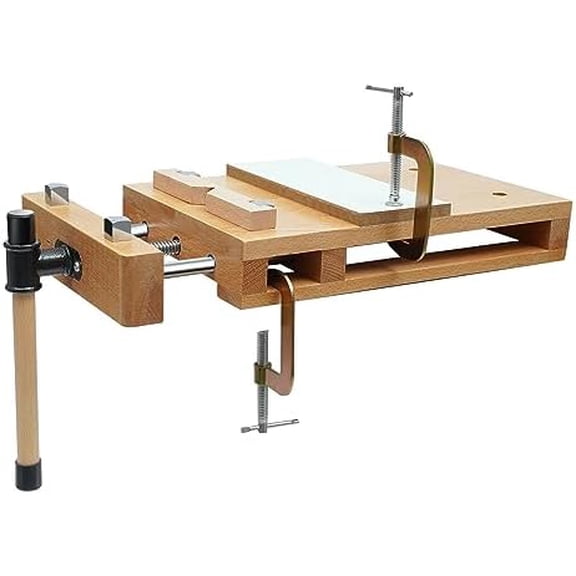 Woodworking Bench Vise - Hard Wood Vise for Workbench with 4 Bench Dogs and 2 Clips, Wood Bench Vises Kit Workbench Top Whittling Vise Woodworking Tools Work Benches for Garage Studios