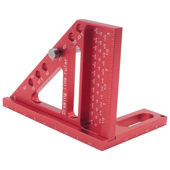 Woodworking Carpenter Square Hole Scribing Ruler with Angle Pin Measuring Tool