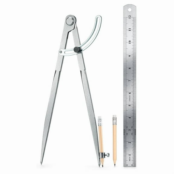 Woodworking Compass Geometry Tool - Professional Locking Drafting Compass with Pencil Holder 200mm