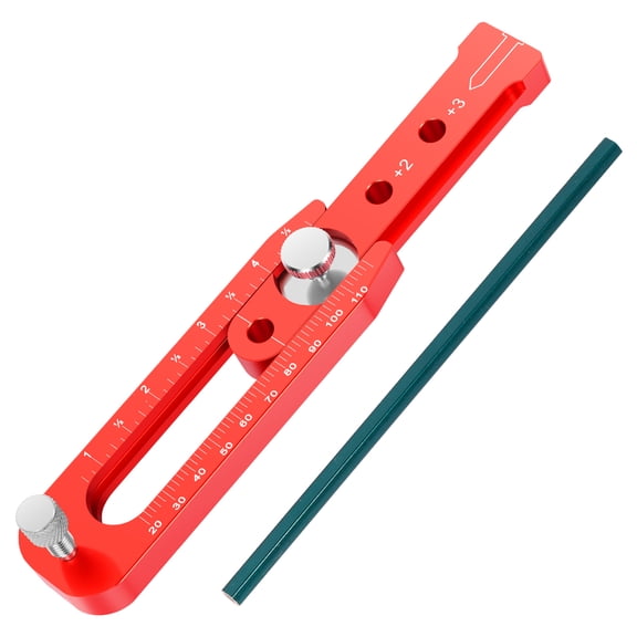 Woodworking Compass Scriber Aluminum Alloy Circle Drawing Marking Gauge Metric Inch Scale Adjustable Arc Layout Tool for Carpenter Craft Design with Pen