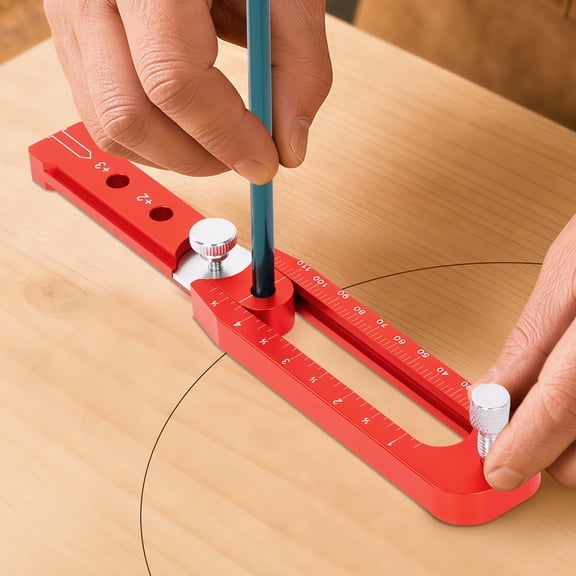 Woodworking Compass Scriber Metric Inch Scale Adjustable Circle Drawing Marking Gauge Portable Aluminum Alloy Arc Layout Tool for Carpenter Craft Design